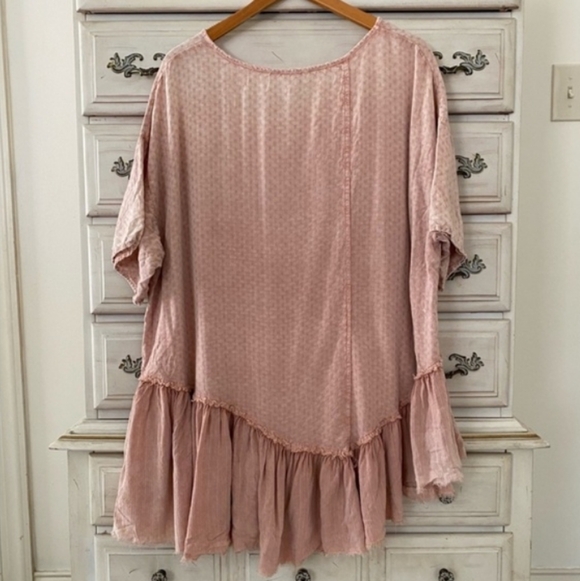 Easel Vici Blush Pink Tunic top Oversize flowy small Boho - Picture 2 of 4